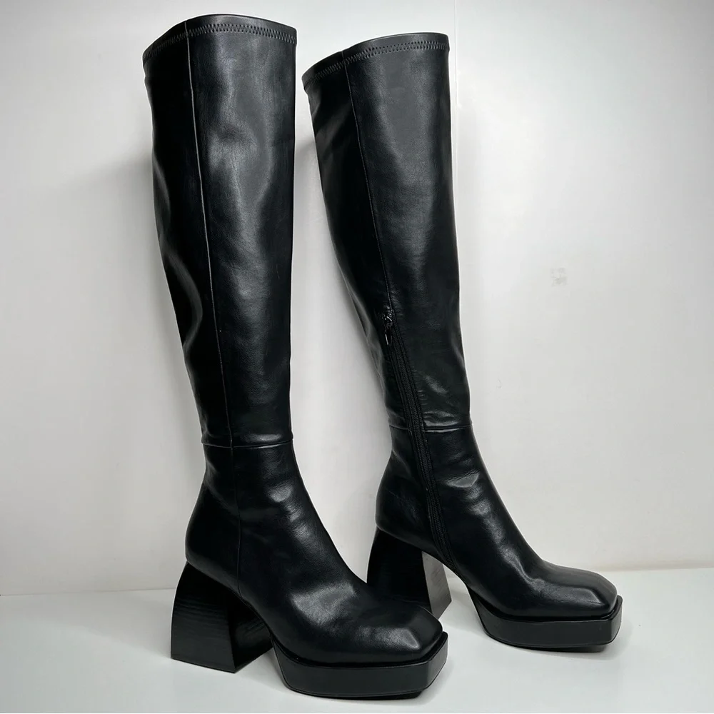 Jeffrey Campbell Black Over-the-Knee Platform Boots